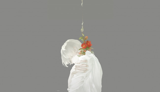 Обои картинки фото аниме, unknown,  другое, парень, камелия