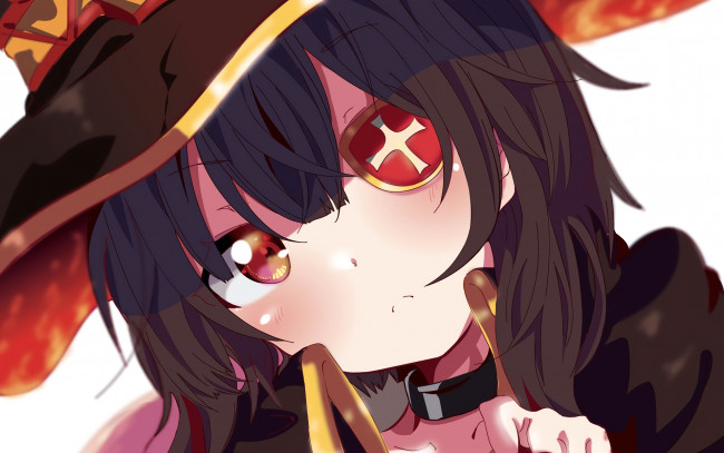 Обои картинки фото аниме, kono subarashii sekai ni shukufuku wo, девушка, взгляд, фон