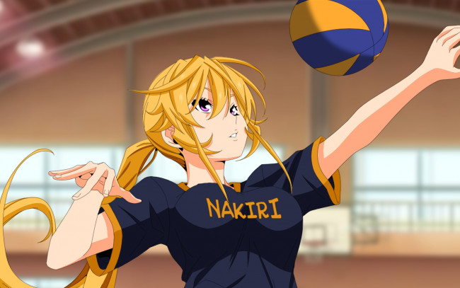 Обои картинки фото аниме, shokugeki no soma, фон, взгляд, девушка