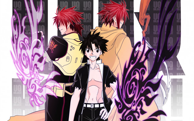 Обои картинки фото uq holder, аниме, парень, взгляд, фон