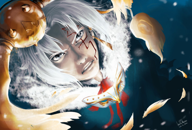 Обои картинки фото аниме,  gray-man, timukyanpi, allen, walker, парень, воин, экзорцист