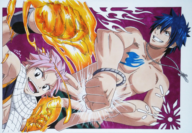 Обои картинки фото аниме, fairy tail, парни