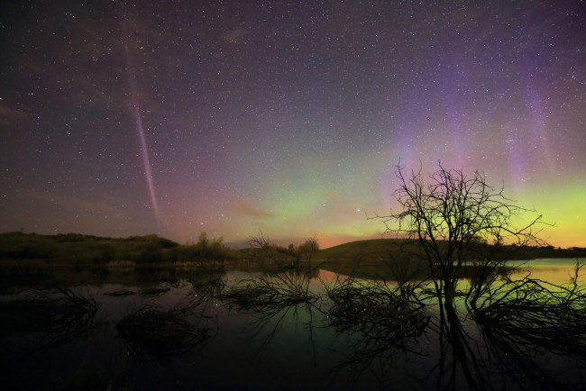 Обои картинки фото природа, северное сияние, простор