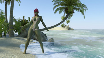 Картинка 3д+графика существа+ creatures взгляд девушка фон