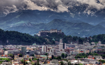 Картинка города зальцбург+ австрия панорама горы