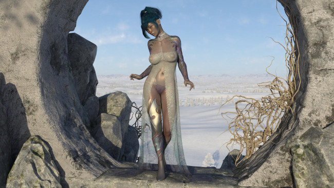 Обои картинки фото 3д графика, фантазия , fantasy, фон, взгляд, девушка