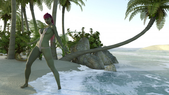 Обои картинки фото 3д графика, существа , creatures, фон, взгляд, девушка