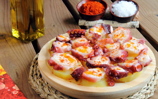 Обои картинки фото еда, рыбные блюда,  с морепродуктами, осьминог