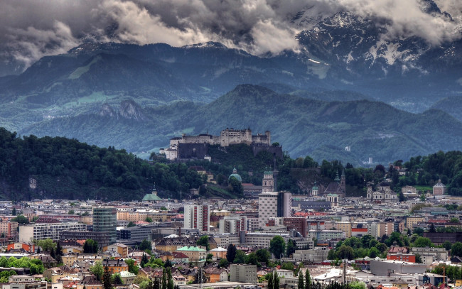 Обои картинки фото города, зальцбург , австрия, панорама, горы