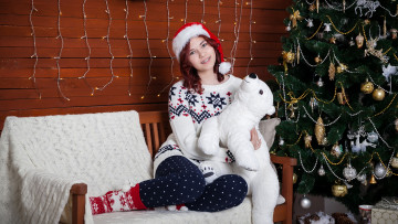 Картинка девушки -unsort+ брюнетки темноволосые новый год снегурочка праздник красивая девушка