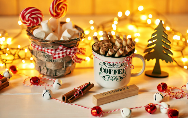 Обои картинки фото праздничные, угощения, леденцы, маршмеллоу, корица