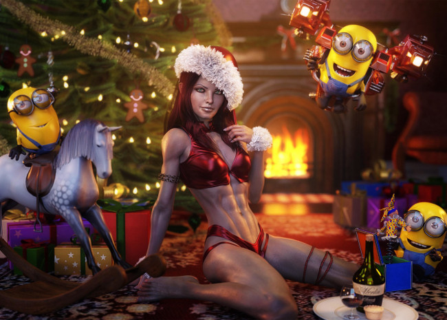 Обои картинки фото 3д графика, праздники , holidays, снегурочка, новый, год, красивая, девушка, праздник