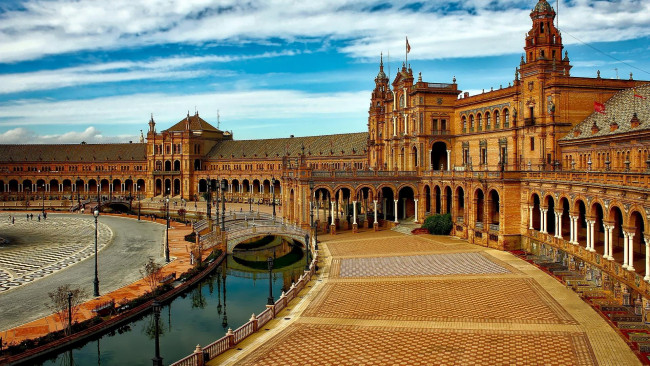 Обои картинки фото города, севилья , испания, канал, мостик