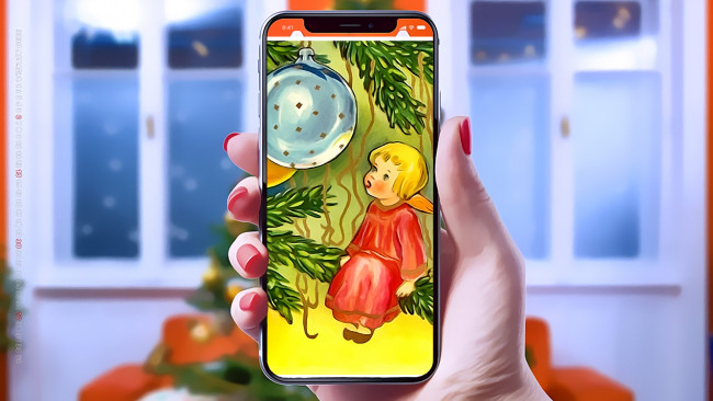 Обои картинки фото календари, праздники,  салюты, смартфон, шар, новогодний