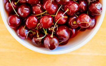 Картинка еда вишня +черешня спелые вишни ягоды макро