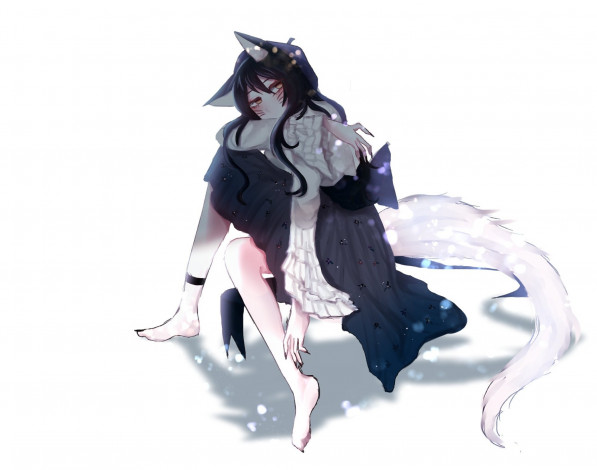 Обои картинки фото видео игры, league of legends, ушки, хвост, снег, ahri