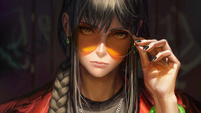 Обои картинки фото фэнтези, _guweiz, девушка, в, очках
