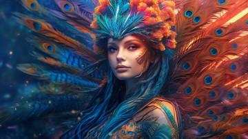 Картинка 3д+графика люди+ people взгляд девушка украшения лицо