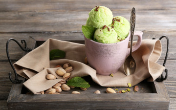 Картинка еда мороженое +десерты мята фисташки