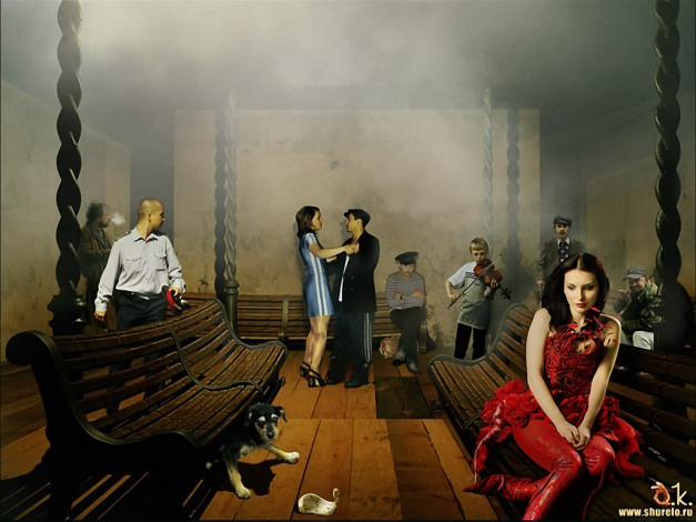 Обои картинки фото шурэло, зал, ожидания, фэнтези, люди