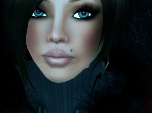 Картинка 3д графика portraits портрет девушка глаза родинка шарф