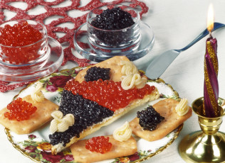 Картинка еда икра бутерброды ложка красная деликатес зернистая чёрная осетровая изобилие