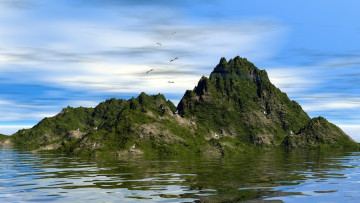 Картинка 3д графика nature landscape природа вода скала