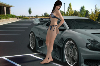 Картинка автомобили 3д автомобиль девушка