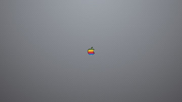 Картинка компьютеры apple радуга серый фон точки логотип яблоко