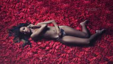 Картинка девушки -unsort+ темнокожие тело лепестки