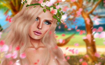 Картинка 3д+графика portraits+ портрет венок блондинка