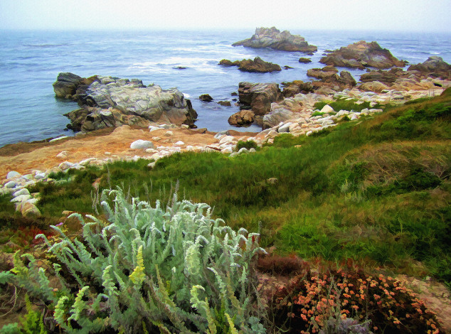 Обои картинки фото рисованные, природа, поляна, трава