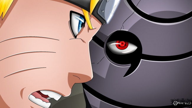 Обои картинки фото аниме, naruto, лица, обито, наруто, масеа