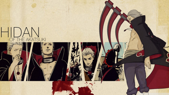 Обои картинки фото аниме, naruto, смерть, хидан, коса, кровь