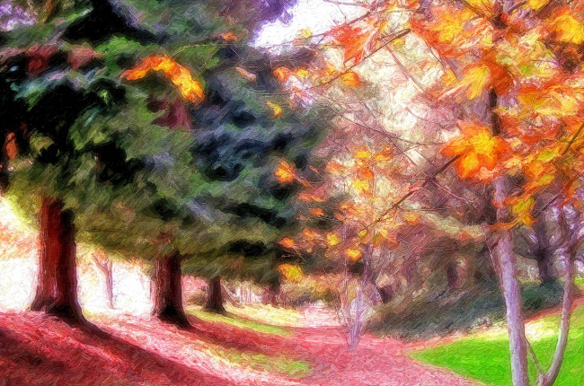 Обои картинки фото рисованные, природа, парк