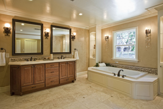 Обои картинки фото интерьер, ванная и туалетная комнаты, ванна, зеркала