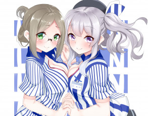 Картинка аниме kantai+collection девушки взгляд фон