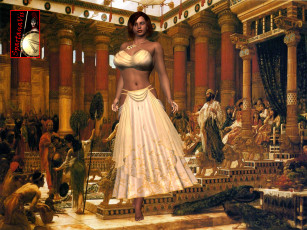 обоя 3д графика, история , history, взгляд, девушка, фон