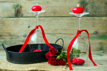Картинка разное свечи розы бокалы ленты
