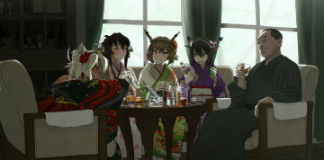 Картинка аниме kantai+collection kantai collection musashi kancolle mutsu nagato yamato ooku