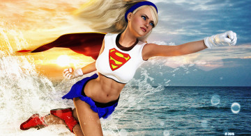 Картинка 3д+графика фантазия+ fantasy супермен фон взгляд девушка