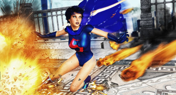 Картинка 3д+графика фантазия+ fantasy взгляд девушка супермен фон