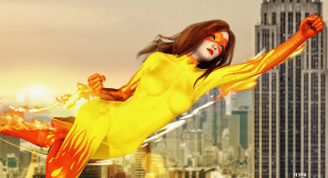 Картинка 3д+графика фантазия+ fantasy взгляд девушка супермен фон