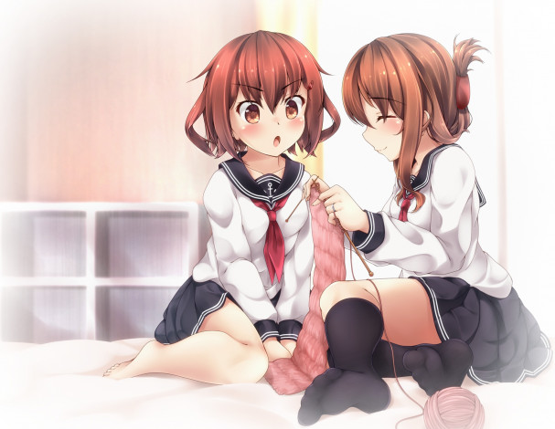 Обои картинки фото автор,  utahane w, аниме, kantai collection, kantai, collection, ikazuchi, kancolle, inazuma