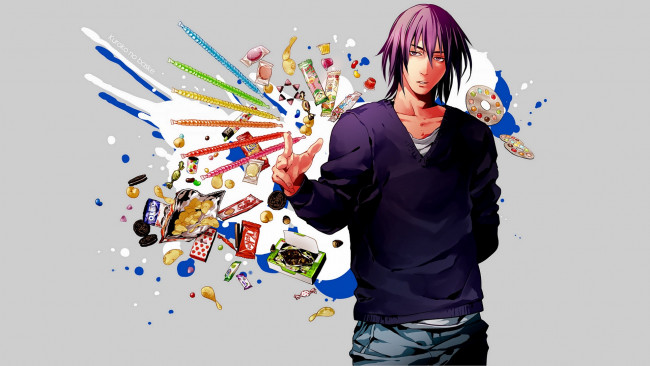Обои картинки фото аниме, kuroko no baske, фон, парень