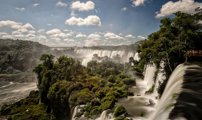 Обои картинки фото природа, водопады, водопад, лес, река