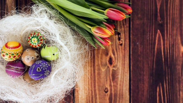 Картинка праздничные пасха тюльпаны писанки