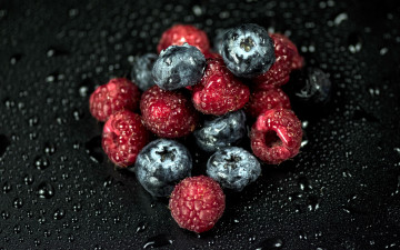Картинка еда фрукты +ягоды малина черника