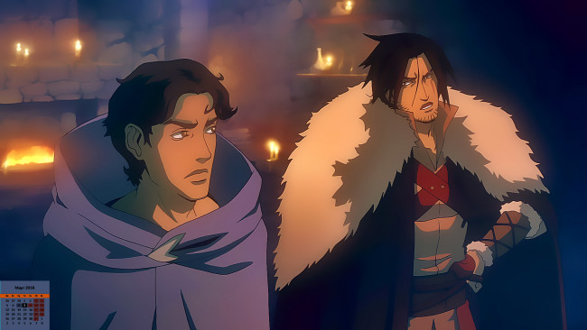 Обои картинки фото календари, аниме, лицо, взгляд, 2018, двое, мужчина