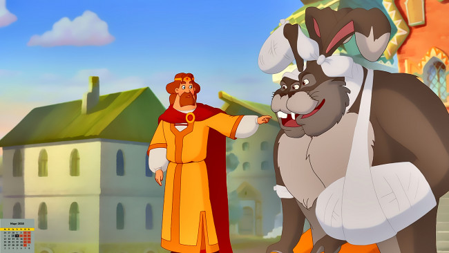 Обои картинки фото календари, кино,  мультфильмы, бинт, заяц, 2018, мужчина, царь